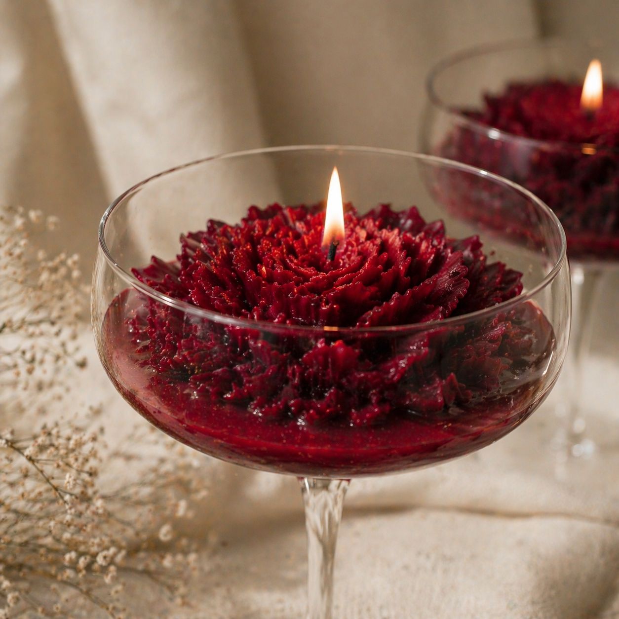 Floral Candle in Glass Bowl | Luxury Romantic Gift for Her