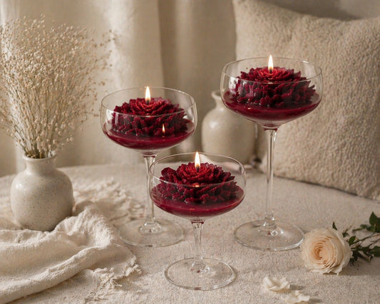 Floral Candle in Glass Bowl | Luxury Romantic Gift for Her