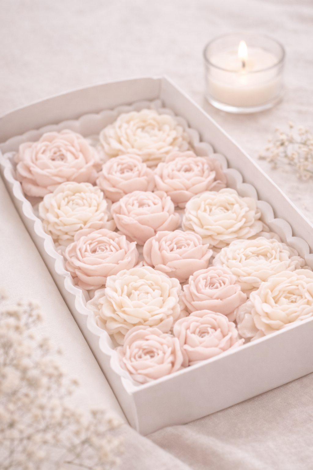Blush Rose Petal Stone Candle Holder