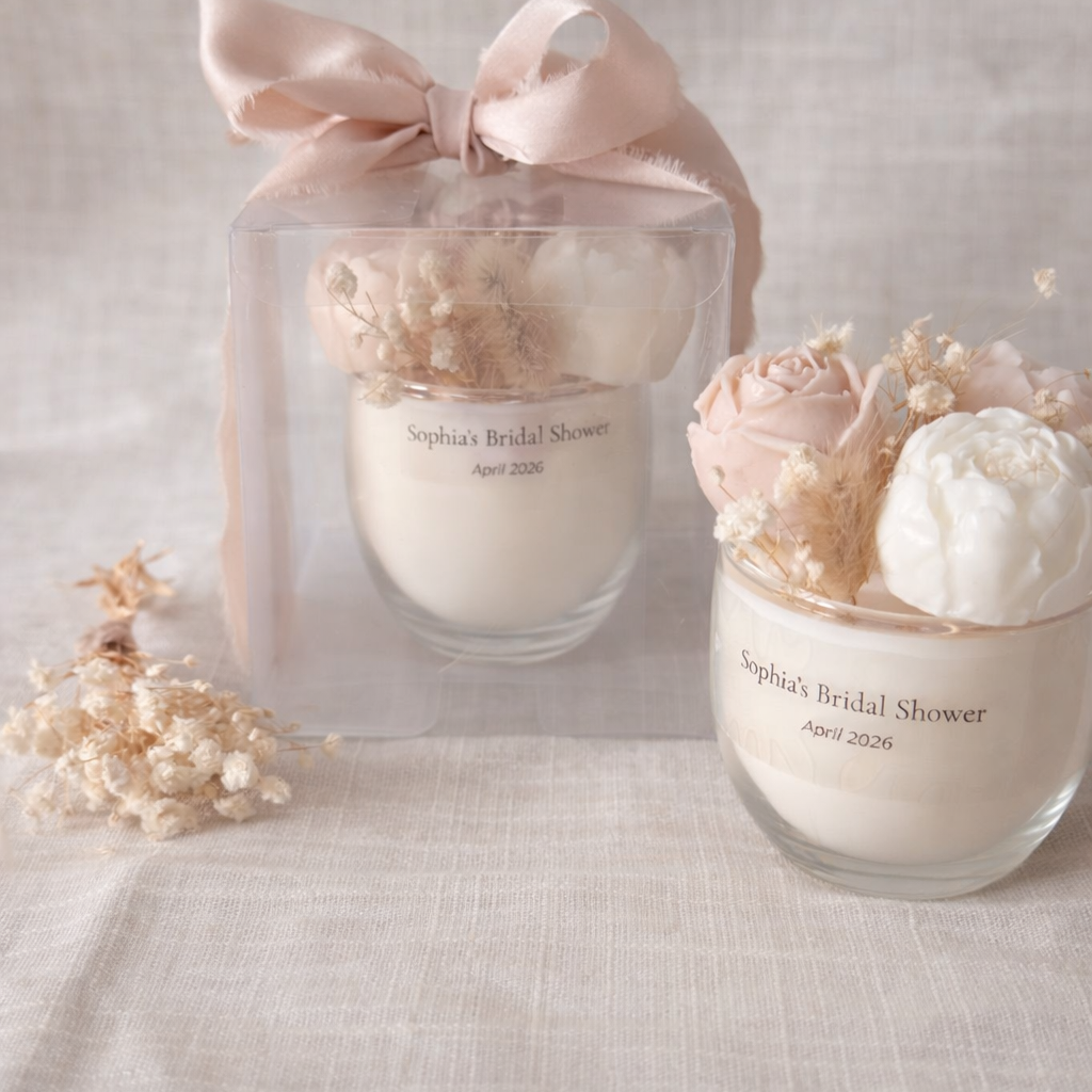 Peony Bridal Shower Favor Candle