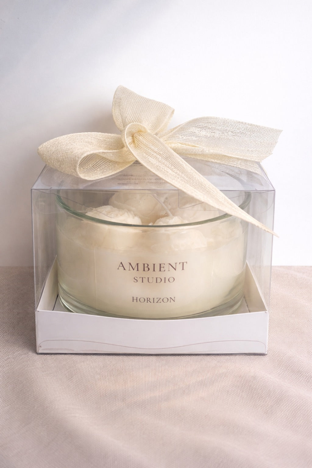 Blush & Ivory Tulip Candle – Handmade Floral Candle in Glass