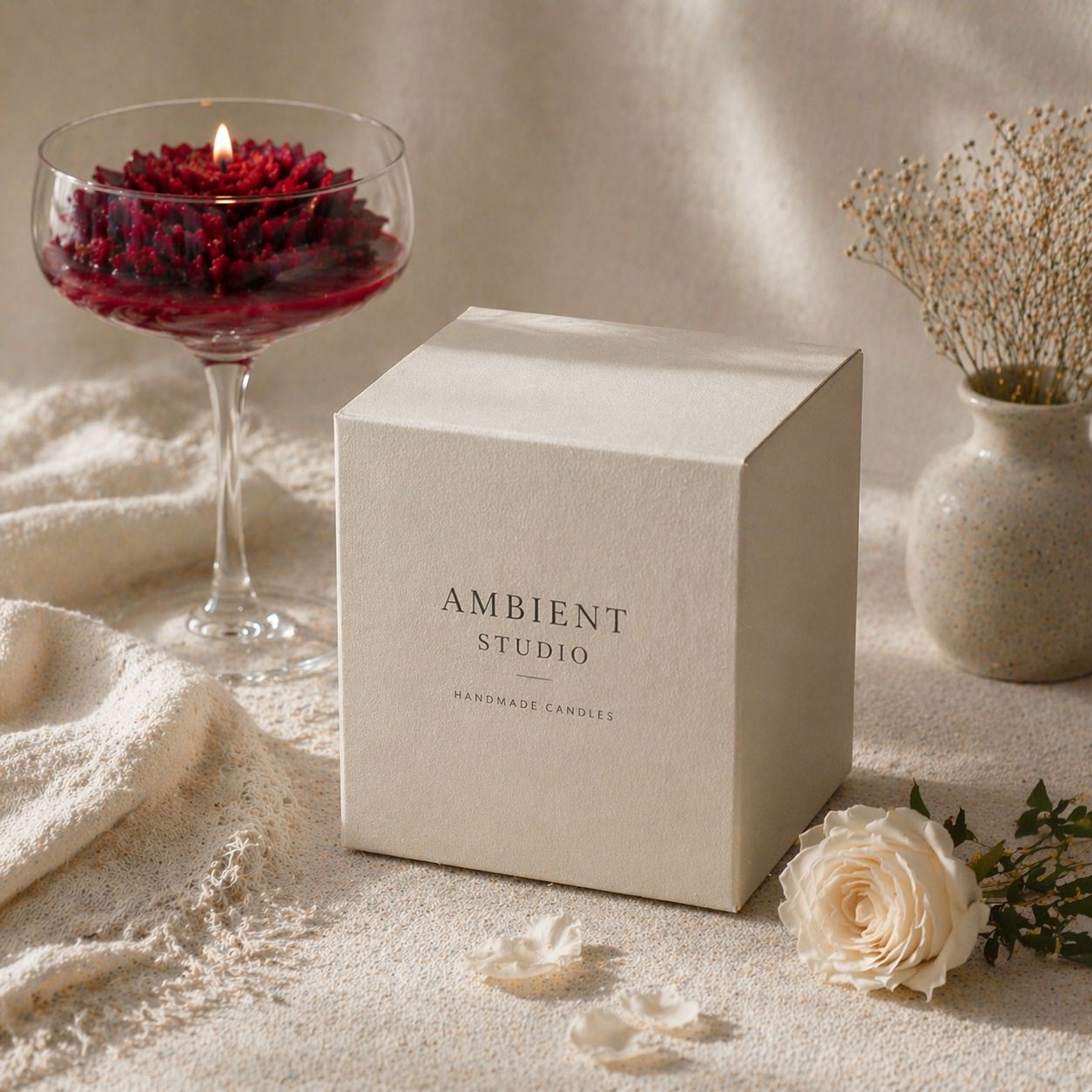 Floral Candle in Glass Bowl | Luxury Romantic Gift for Her