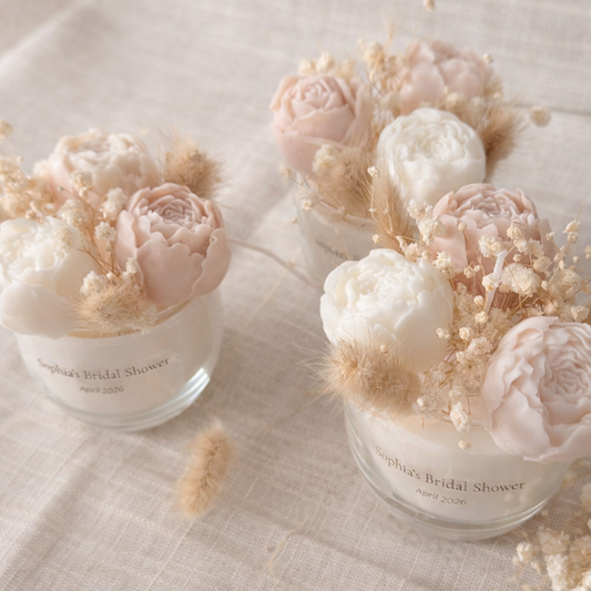 Peony Bridal Shower Favor Candle